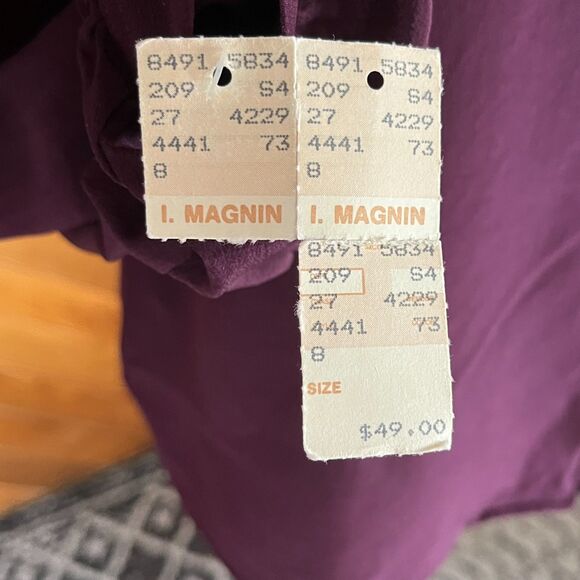 Vintage 80s Deadstock Dark Purple Silk Blouse - Picture 5 of 5